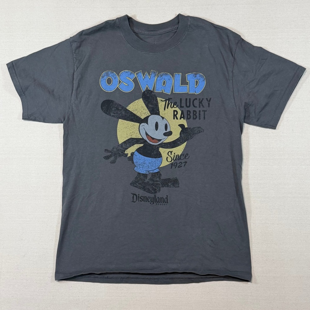 Disney Parks Oswald the Lucky Rabbit Charcoal Gray Graphic T-Shirt Mens Medium